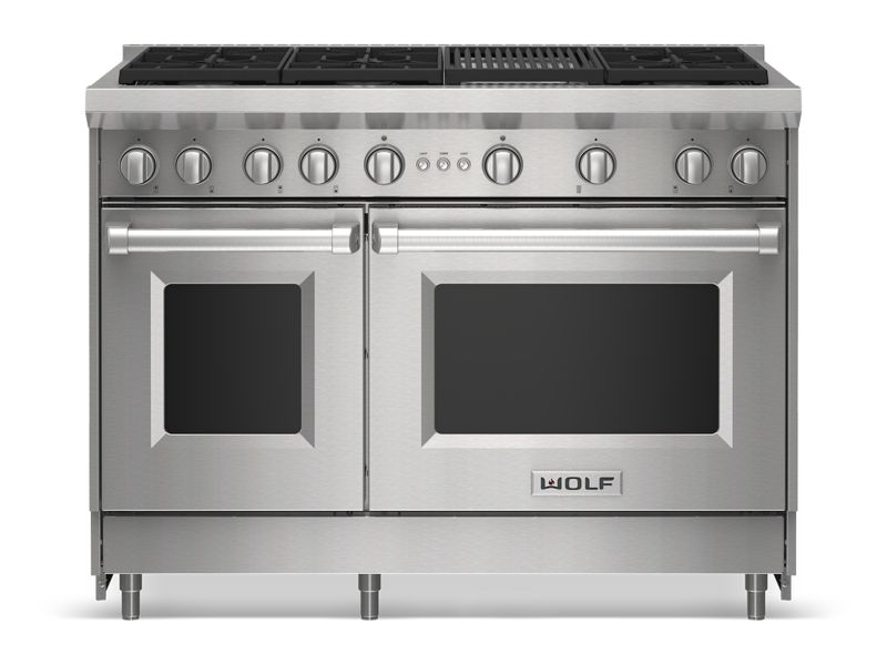 Wolf 48" Gas Range - 6 Burners and Infrared Charbroiler, model GR486C — ranges specified and installed by iKitchen Cabinetry, view 5