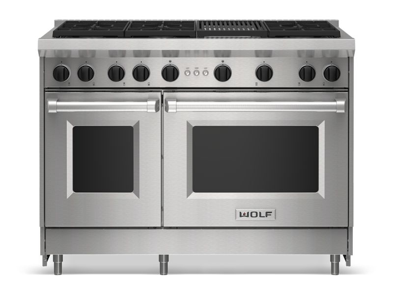 Wolf 48" Gas Range - 6 Burners and Infrared Charbroiler, model GR486C — ranges specified and installed by iKitchen Cabinetry, view 2