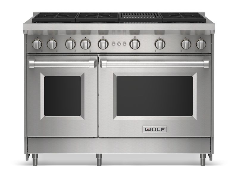Wolf 48" Gas Range - 6 Burners and Infrared Charbroiler, model GR486C — ranges specified and installed by iKitchen Cabinetry, view 3
