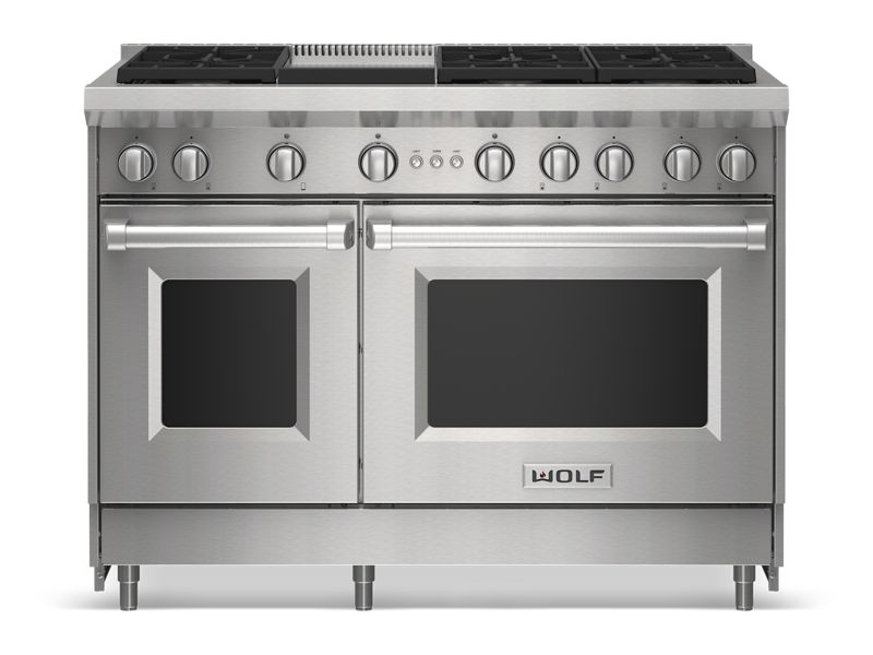 Wolf 48" Gas Range - 6 Burners and Infrared Griddle, model GR486G — ranges specified and installed by iKitchen Cabinetry, view 4