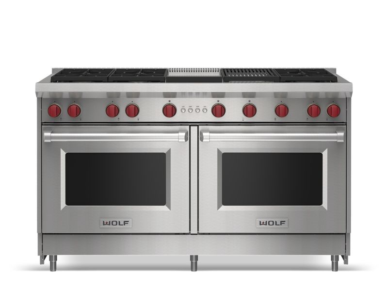 Wolf 60" Gas Range - 6 Burners, Infrared Charbroiler and Infrared Griddle, model GR606CG — ranges specified and installed by iKitchen Cabinetry, view 4