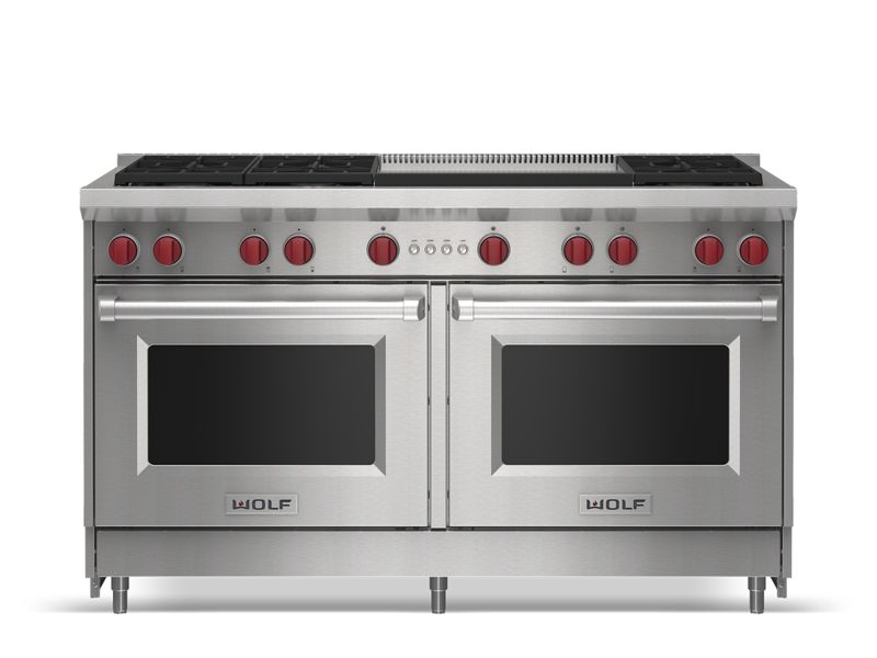 Wolf 60" Gas Range - 6 Burners and Infrared Dual Griddle, model GR606DG — ranges specified and installed by iKitchen Cabinetry