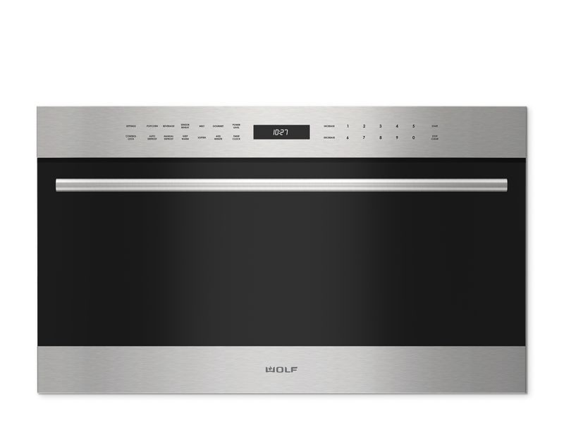 Wolf 30" E Series Transitional Drop-Down Door Microwave Oven - Legacy, model MDD30TE/S/TH — built-in ovens, microwaves specified and installed by iKitchen Cabinetry
