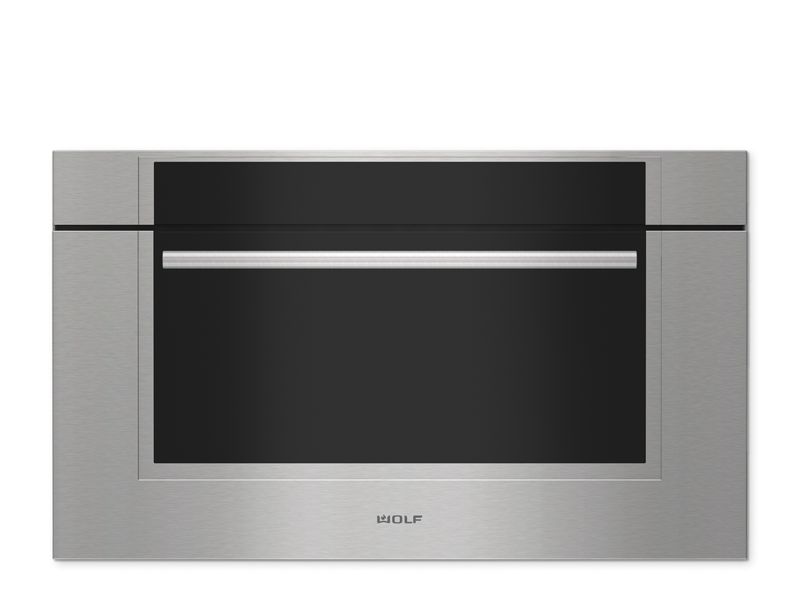 Wolf 30" M Series Transitional Drop-Down Door Microwave Oven, model MDD3050TM/S/T — microwaves specified and installed by iKitchen Cabinetry