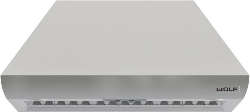 Wolf 36" Pro Island Hood, model PI363418 — ventilation specified and installed by iKitchen Cabinetry