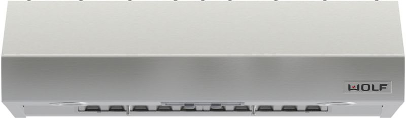 Wolf 36" Low Profile Wall Hood, model PW362210 — ventilation specified and installed by iKitchen Cabinetry