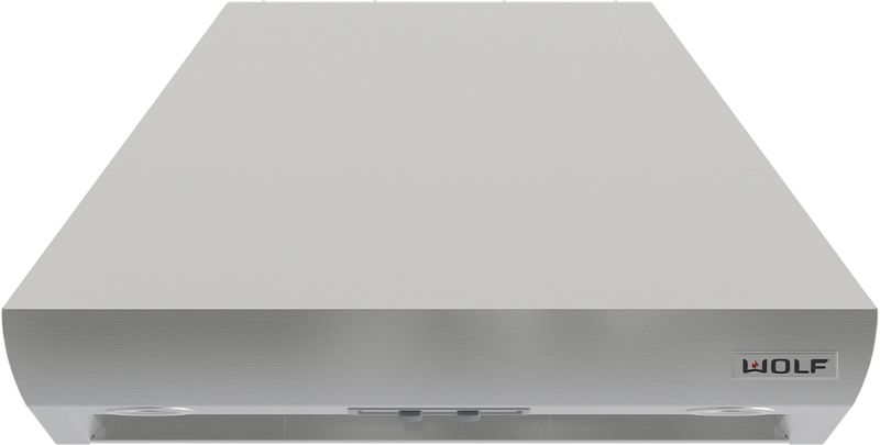 Wolf 36" Pro Wall Chimney Hood, model PWC362418 — ventilation specified and installed by iKitchen Cabinetry