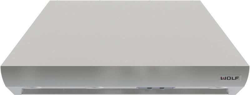 Wolf 48" Pro Wall Chimney Hood, model PWC482418 — ventilation specified and installed by iKitchen Cabinetry