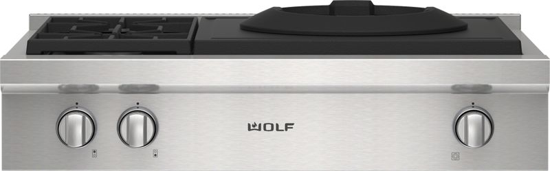 Wolf 36" Sealed Burner Rangetop - 2 Burners and Wok Burner, model SRT362W — ranges specified and installed by iKitchen Cabinetry, view 2