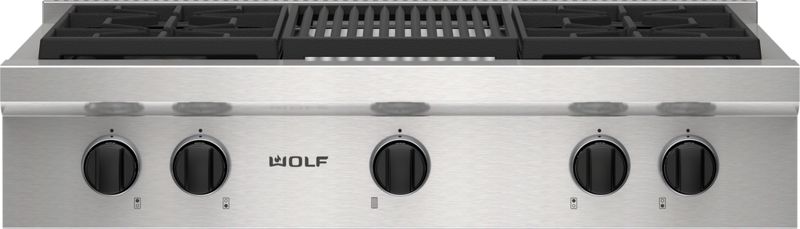 Wolf 36" Sealed Burner Rangetop - 4 Burners and Infrared Charbroiler, model SRT364C-LP — ranges specified and installed by iKitchen Cabinetry, view 5