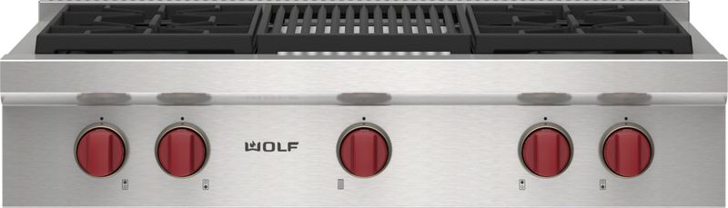 Wolf 36" Sealed Burner Rangetop - 4 Burners and Infrared Charbroiler, model SRT364C-LP — ranges specified and installed by iKitchen Cabinetry, view 6