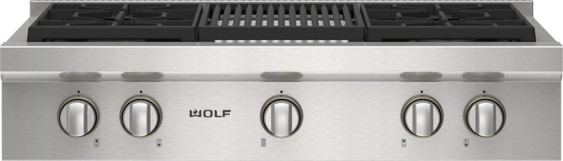 Wolf 36" Sealed Burner Rangetop - 4 Burners and Infrared Charbroiler, model SRT364C-LP — ranges specified and installed by iKitchen Cabinetry, view 2