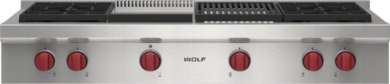 Wolf 48" Sealed Burner Rangetop - 4 Burners, Infrared Charbroiler and Infrared Griddle, model SRT484CG — ranges specified and installed by iKitchen Cabinetry, view 4