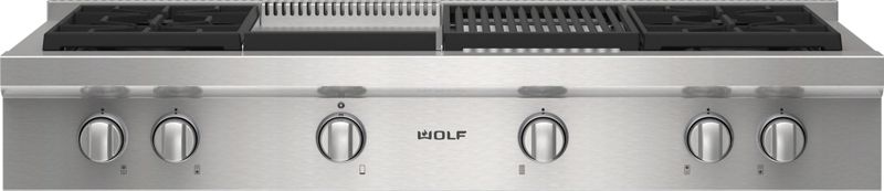Wolf 48" Sealed Burner Rangetop - 4 Burners, Infrared Charbroiler and Infrared Griddle, model SRT484CG — ranges specified and installed by iKitchen Cabinetry, view 2