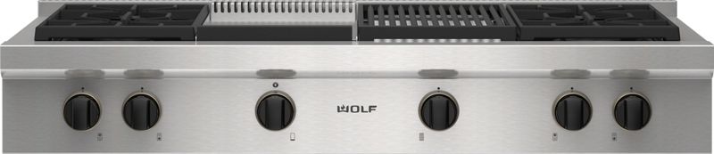 Wolf 48" Sealed Burner Rangetop - 4 Burners, Infrared Charbroiler and Infrared Griddle, model SRT484CG — ranges specified and installed by iKitchen Cabinetry, view 3