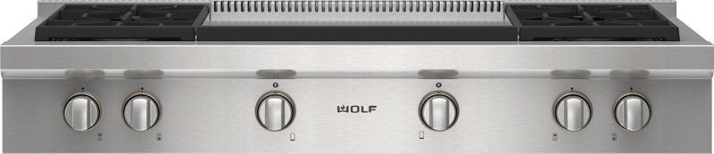Wolf 48" Sealed Burner Rangetop - 4 Burners and Infrared Dual Griddle, model SRT484DG — ranges specified and installed by iKitchen Cabinetry, view 2