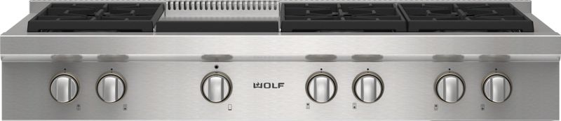 Wolf 48" Sealed Burner Rangetop - 6 Burners and Infrared Griddle, model SRT486G-LP — ranges specified and installed by iKitchen Cabinetry, view 6