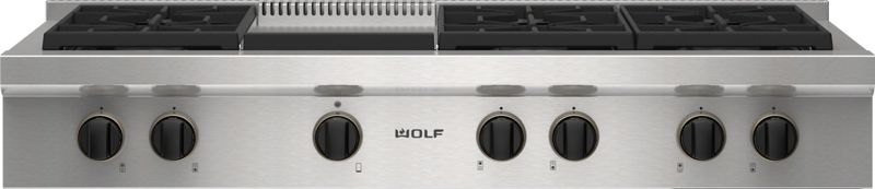 Wolf 48" Sealed Burner Rangetop - 6 Burners and Infrared Griddle, model SRT486G — ranges specified and installed by iKitchen Cabinetry