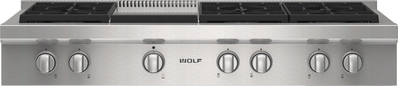 Wolf 48" Sealed Burner Rangetop - 6 Burners and Infrared Griddle, model SRT486G-LP — ranges specified and installed by iKitchen Cabinetry, view 2
