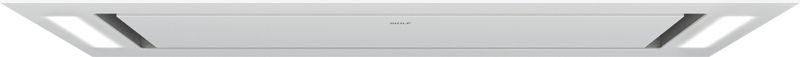 Wolf 36" Ceiling-Mounted Hood - White Glass, model VC36W — ventilation specified and installed by iKitchen Cabinetry
