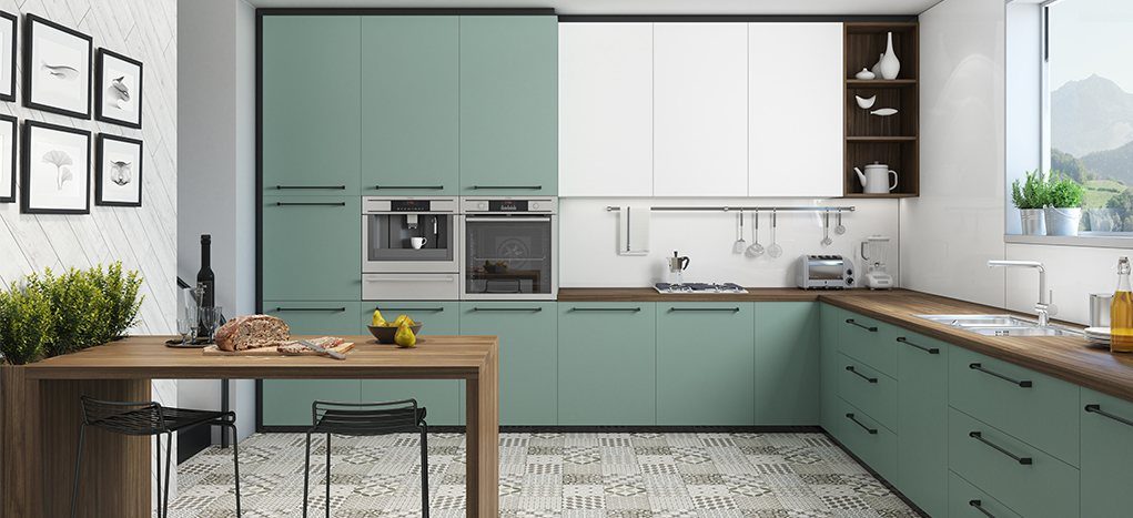 AGT Soft Touch Relax Green 735 — decorative furniture panel for custom cabinetry, view 2