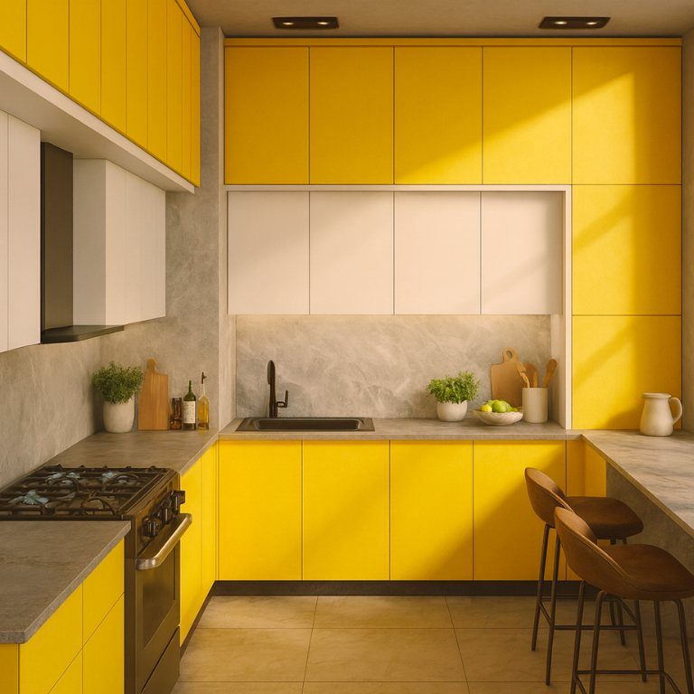 AGT Soft Touch Yellow 739 — decorative furniture panel for custom cabinetry