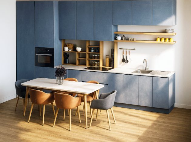 AGT Smoky Blue L169 — mdf lam for custom cabinetry, view 5