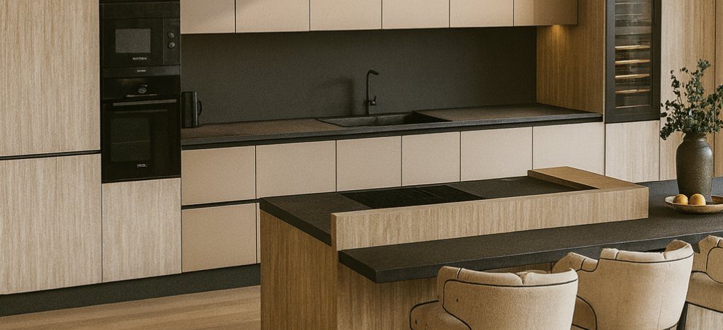 AGT Travertine Ivory L171 — mdf lam for custom cabinetry, view 2