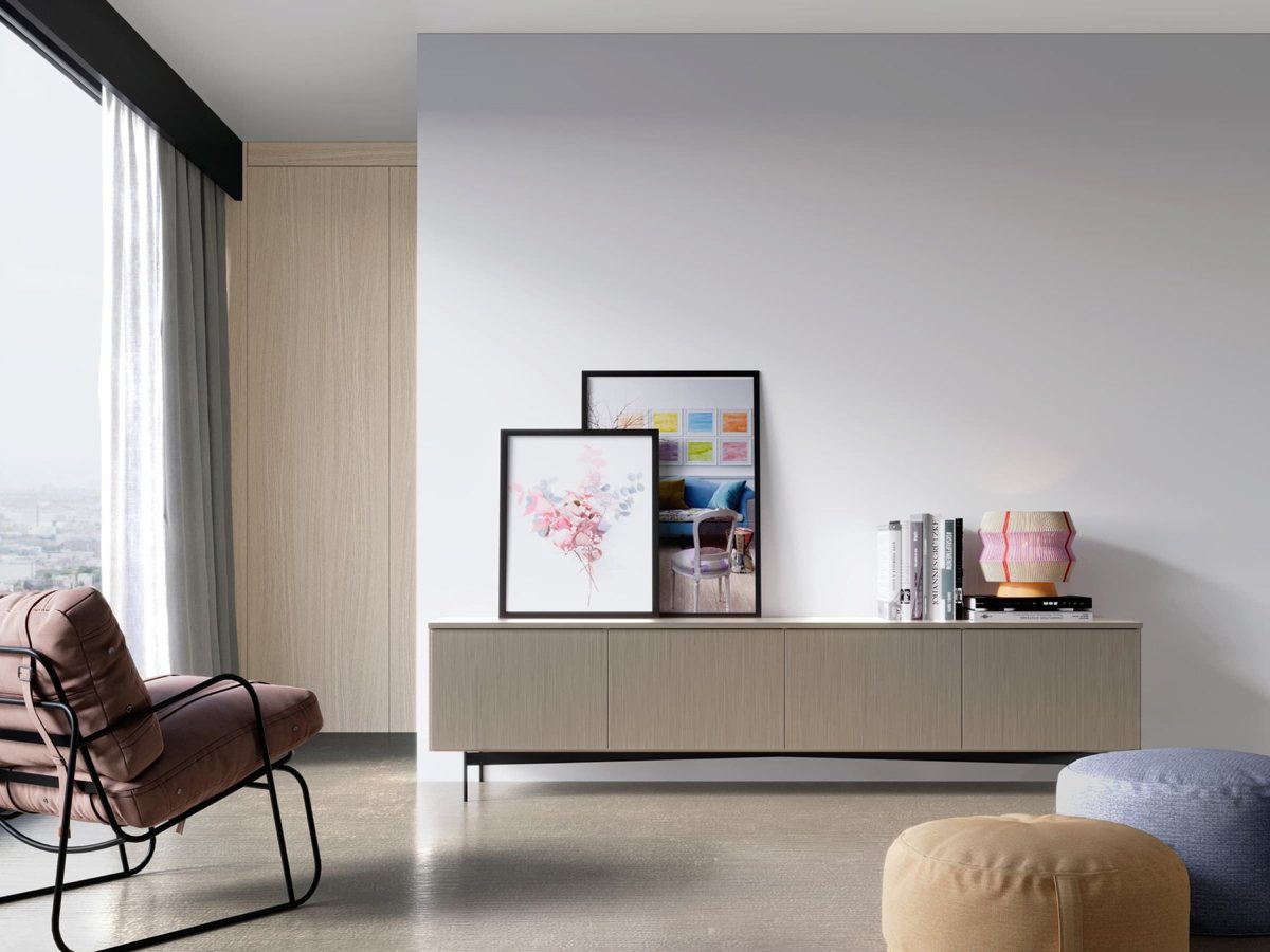 ALVIC Elitis 01 ZENIT sideboard beside a textured wood-effect wardrobe