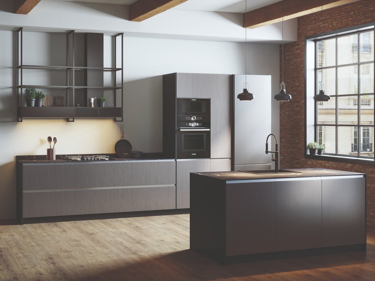 ALVIC Elitis 03 ZENIT kitchen doors in a cool silver metallic