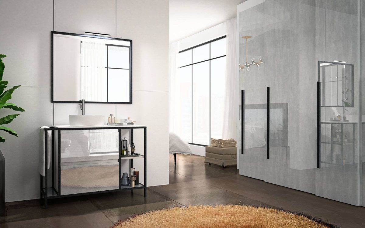 Bathroom vanity finished in ALVIC Metallo 01 Silver high-gloss LUXE