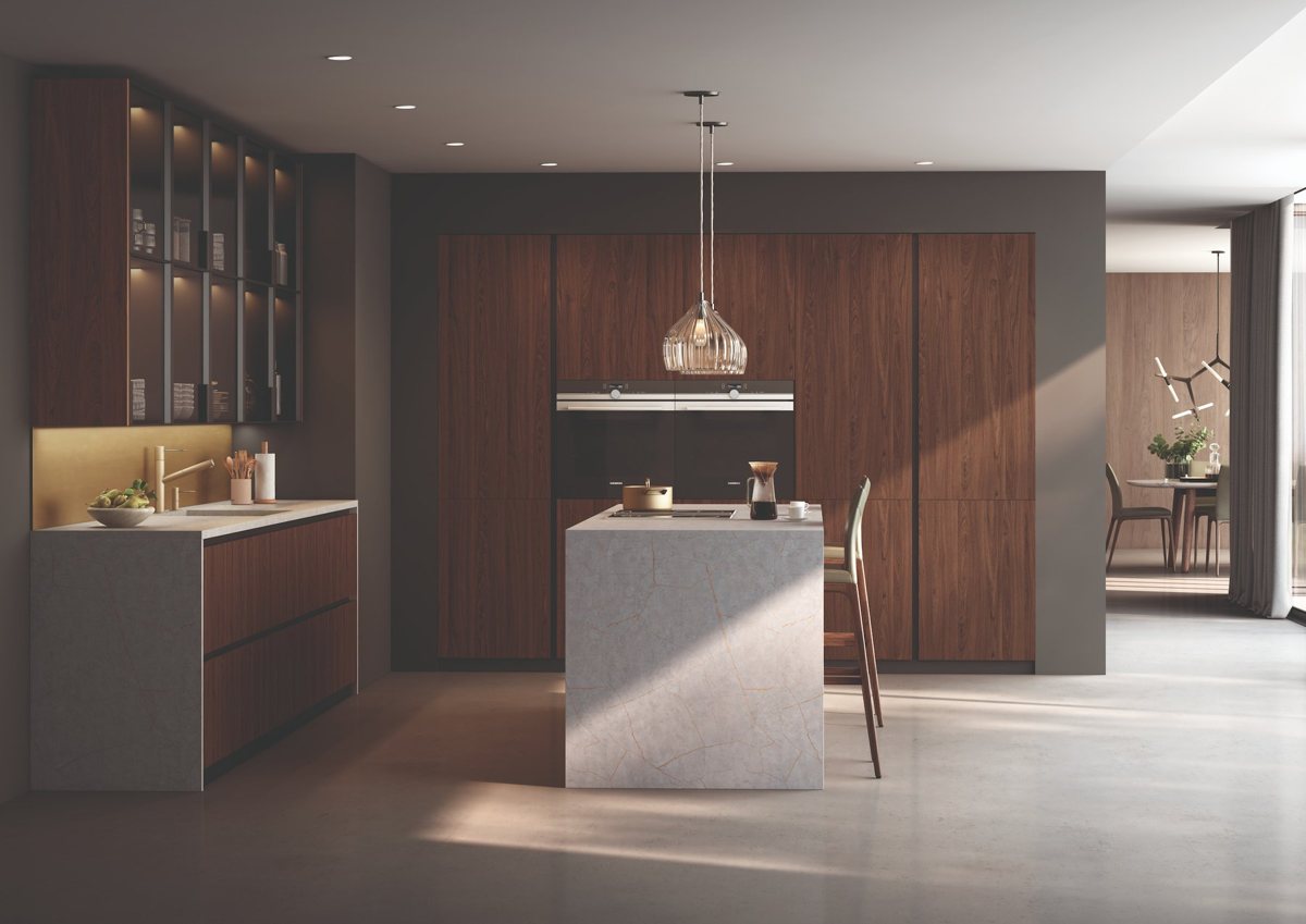 ALVIC Nogal Rosales 03 SYNCRON wood cabinetry with a matching ALVIC worktop