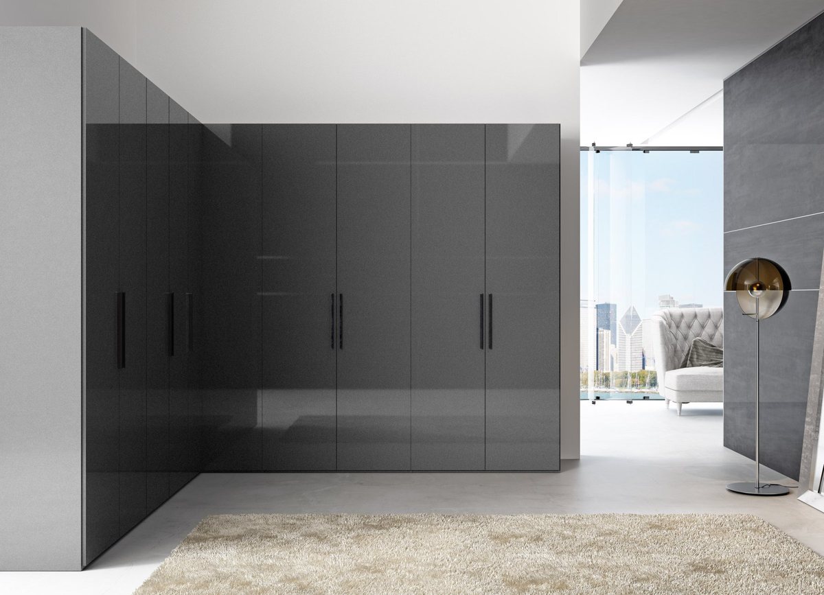Lead grey ALVIC Gris Plomo Pearl wardrobe doors in pearlised high gloss