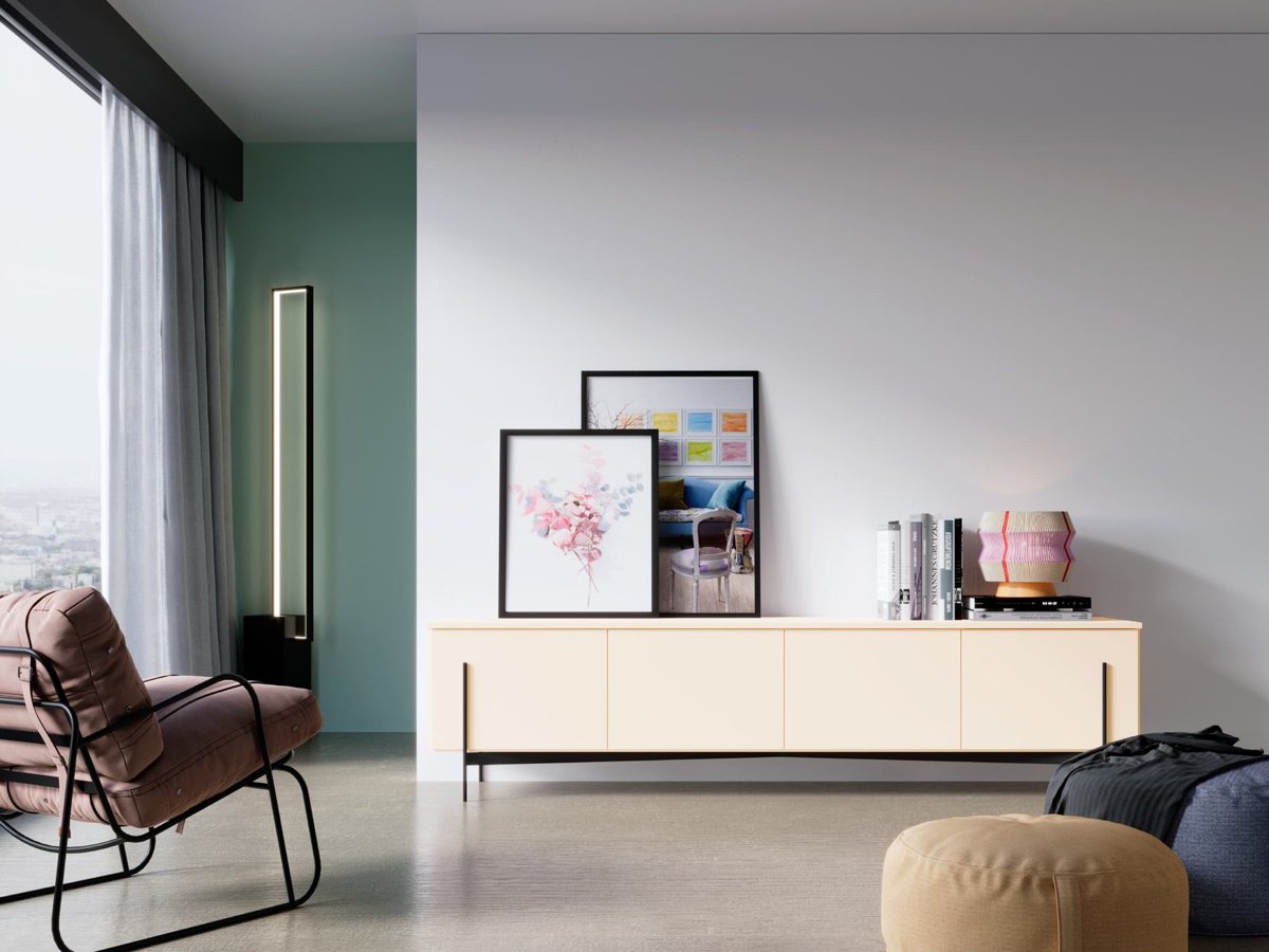 Cameo warm white ALVIC cabinetry in a contemporary apartment interior