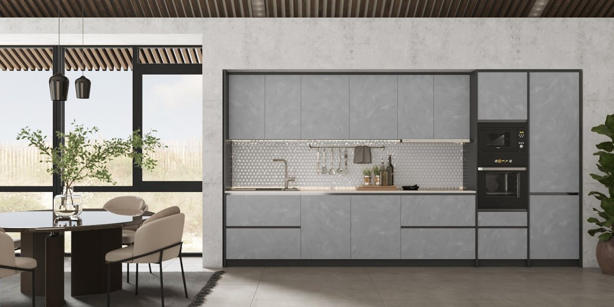 ALVIC Steelboard Aluminio kitchen in ZENIT with charcoal Antracita cabinetry