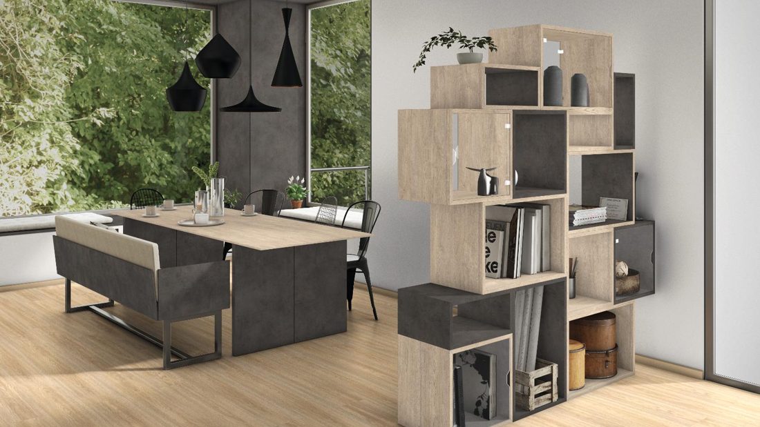 EGGER F187 ST9 Dark Grey Chicago Concrete — material / stone reproduction panel decor for custom cabinetry (3D view)
