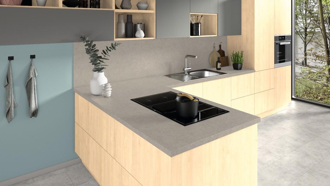 EGGER F230 ST75 Light Grey Pietra Fanano — material / stone reproduction panel decor for custom cabinetry (3D view)