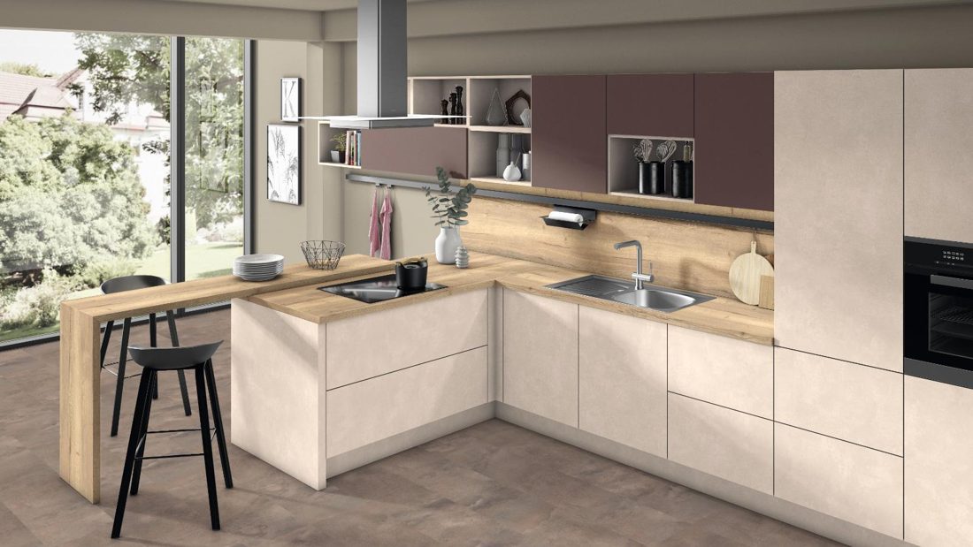 EGGER F661 ST76 Sand Beige Calcit Stone — material / stone reproduction panel decor for custom cabinetry (3D view)