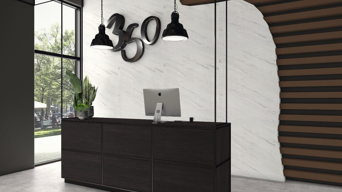 EGGER H1228 TM12 Anthracite Abano Ash — woodgrain reproduction panel decor for custom cabinetry (3D view)