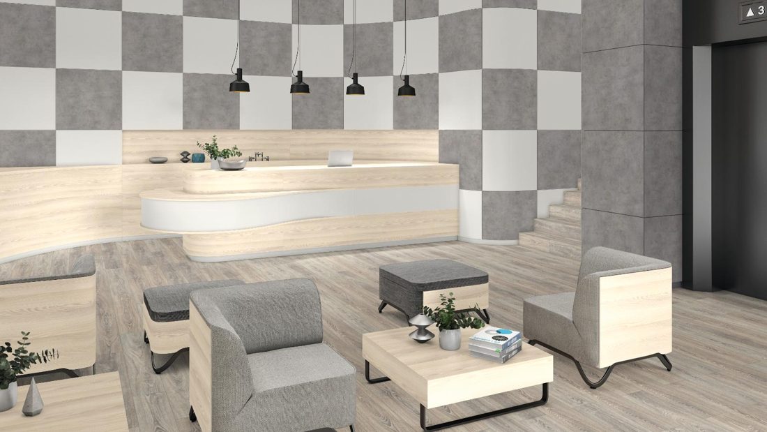 EGGER H1250 ST36 Navarra Ash — woodgrain reproduction panel decor for custom cabinetry (3D view)