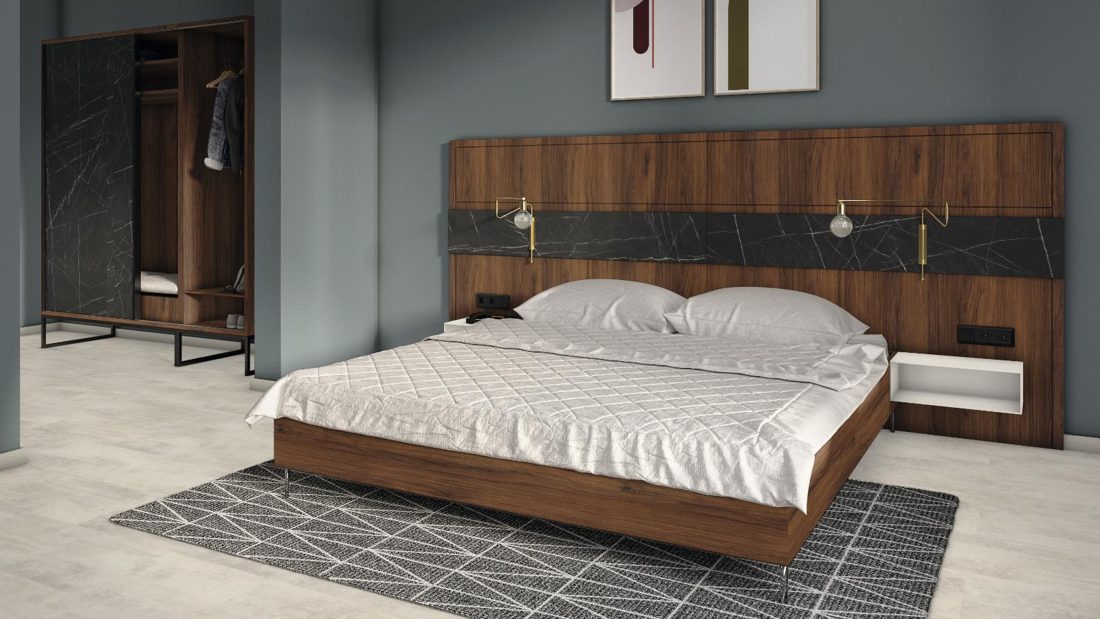 EGGER H1307 ST19 Brown Warmia Walnut — woodgrain reproduction panel decor for custom cabinetry (3D view)
