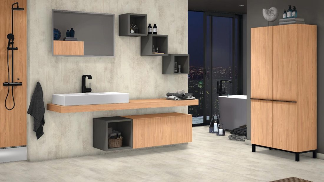 EGGER H1636 ST12 Locarno Cherry — woodgrain reproduction panel decor for custom cabinetry (3D view)