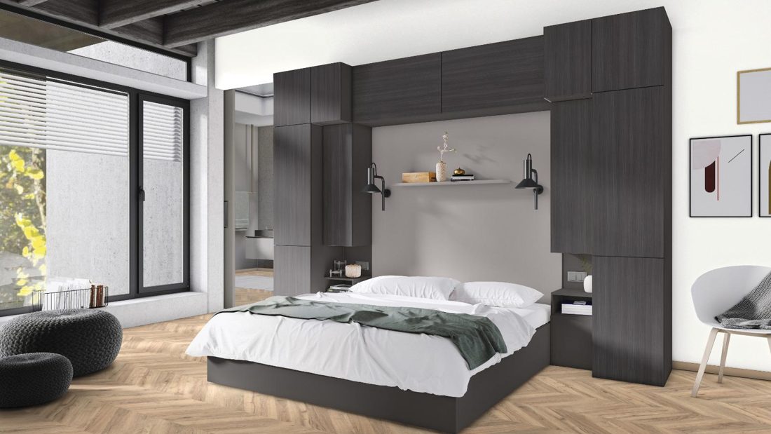EGGER H3190 ST19 Anthracite Fineline Metallic — woodgrain reproduction panel decor for custom cabinetry (3D view)