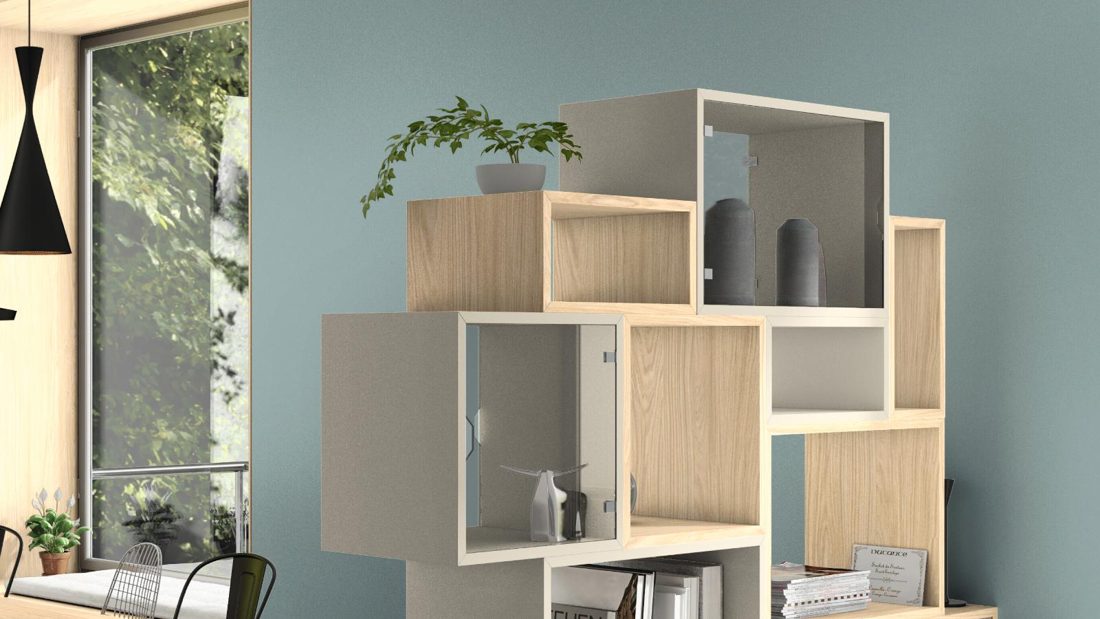 EGGER U201 ST9 Pebble Grey — uni colour panel decor for custom cabinetry (3D view)