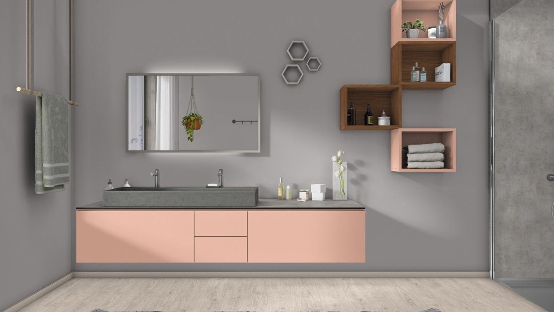 EGGER U232 ST9 Apricot Nude — uni colour panel decor for custom cabinetry (3D view)
