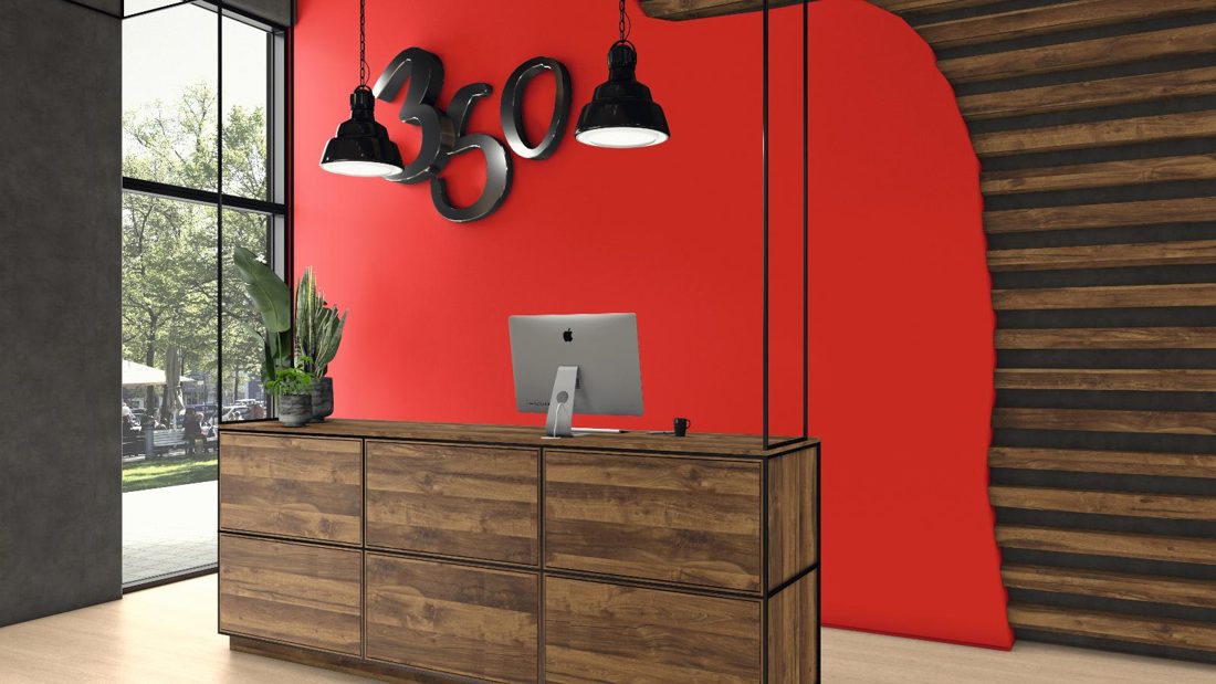 EGGER U321 ST9 China Red — uni colour panel decor for custom cabinetry (3D view)