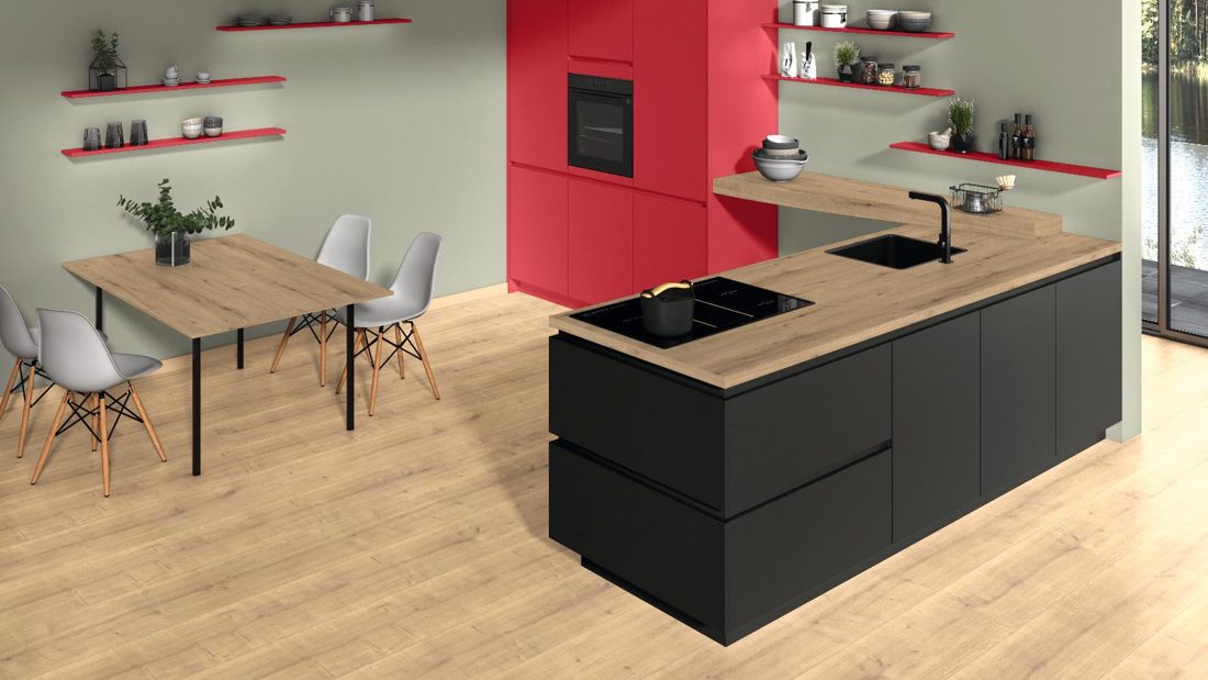 EGGER U323 ST9 Chilli Red — uni colour panel decor for custom cabinetry (3D view)