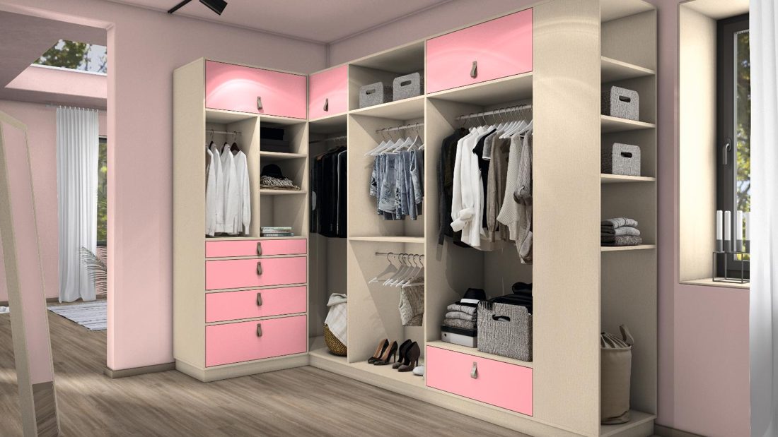 EGGER U363 ST9 Flamingo Pink — uni colour panel decor for custom cabinetry (3D view)