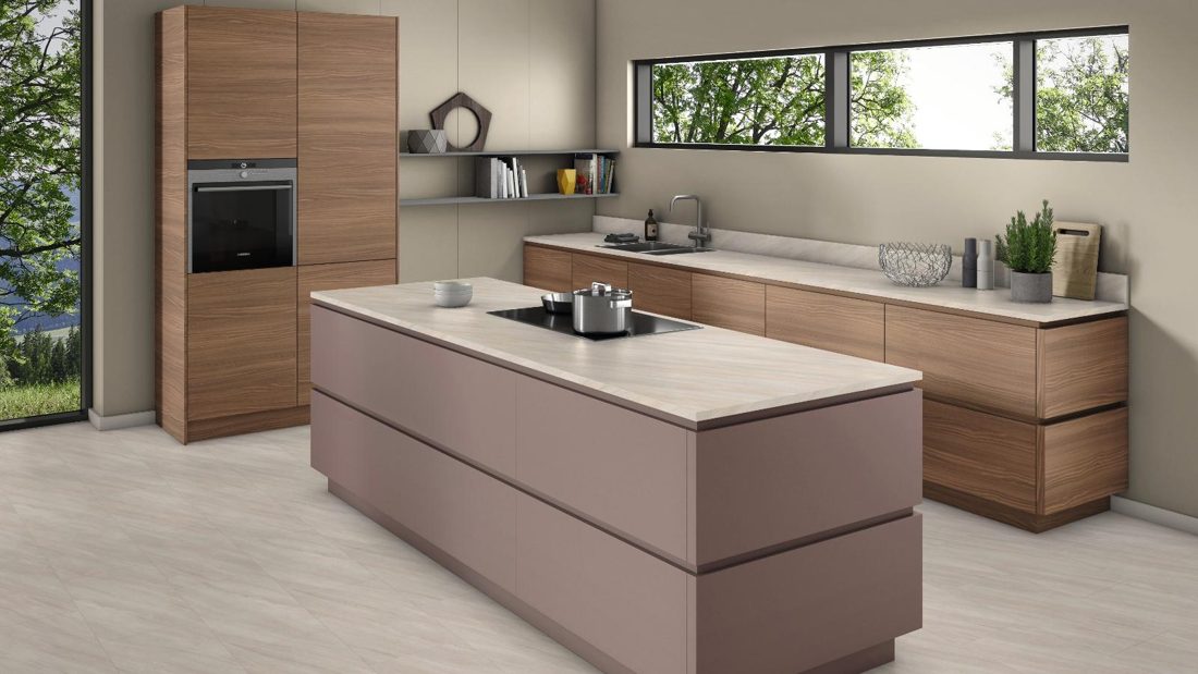 EGGER U398 PM Dark Berry — uni colour panel decor for custom cabinetry (3D view)