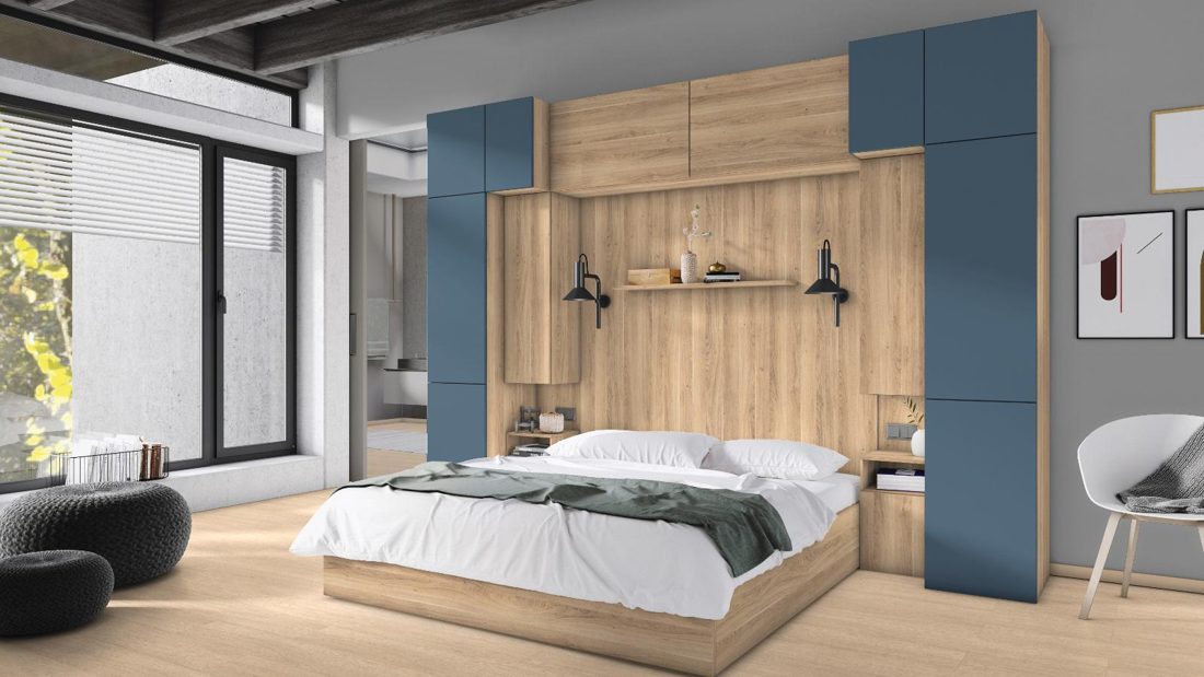 EGGER U502 ST9 Misty Blue — uni colour panel decor for custom cabinetry (3D view)